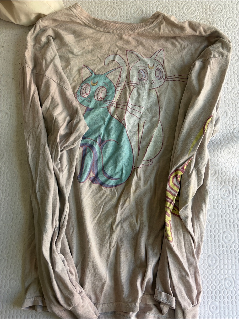 Hot Topic Beige Long Sleeve Tee Artemis and Luna Sailor Moon
